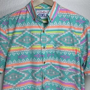 Chubbies‎ En Fuego Wild Aztec Neon Button Down Shirt Performance Stretch Medium